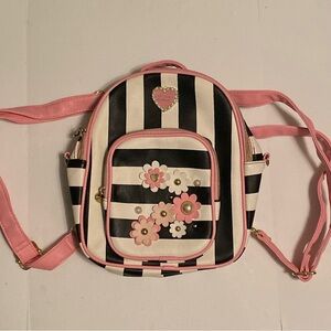 Betsey Johnson Black, Pink, and White Backpack 👛